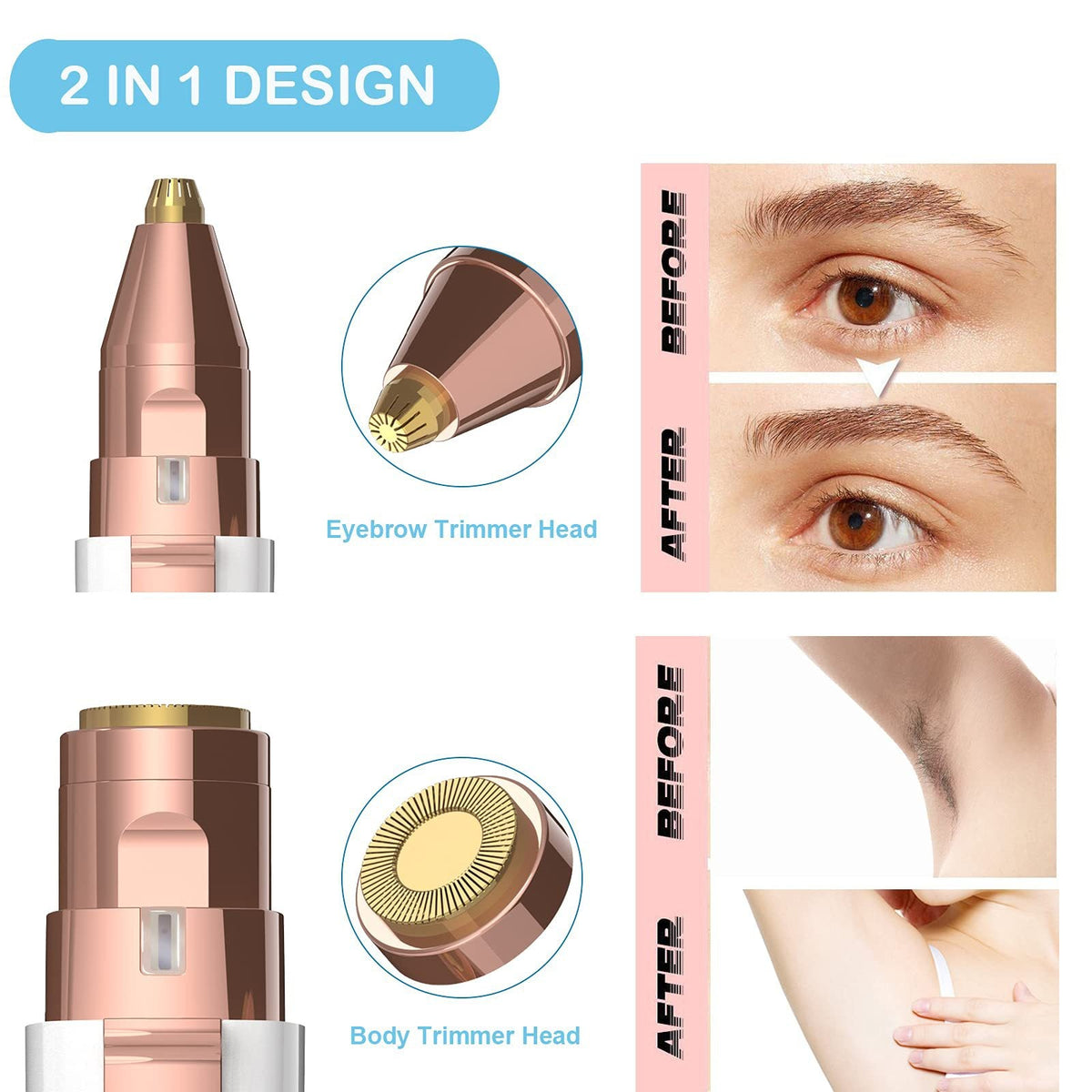 Brow and face precision trimmer with LED – view 2